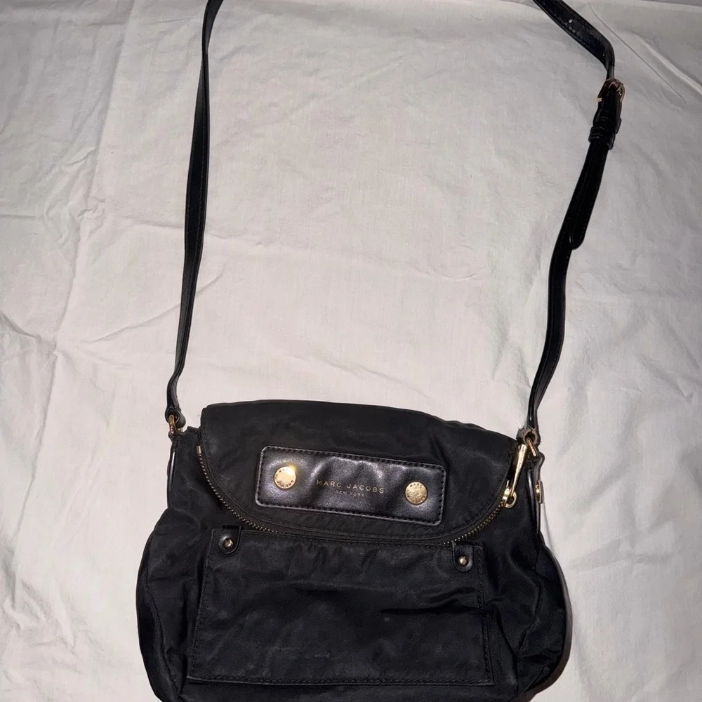 Marc Jacobs Black Nylon Crossbody with Gold Hardware
